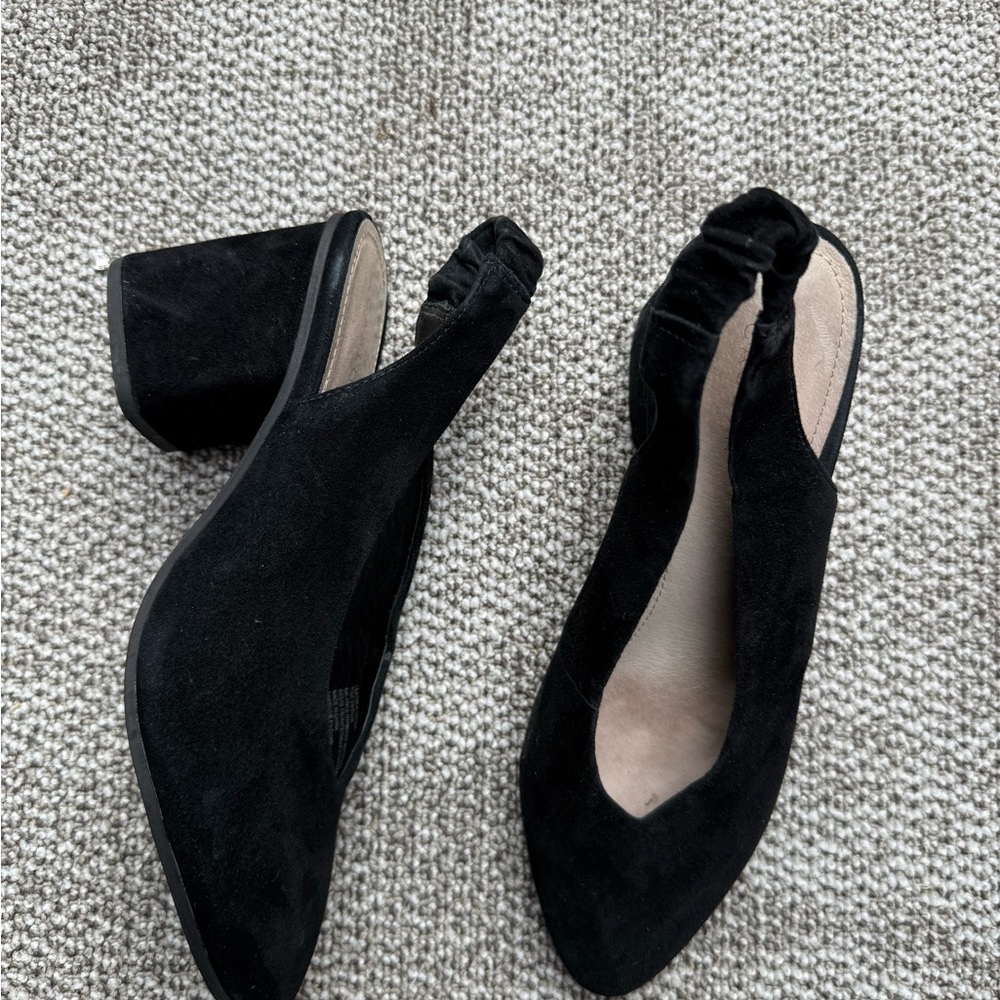 Caslon Black Suede Slingback Block Heel Pumps - Picture 4 of 6